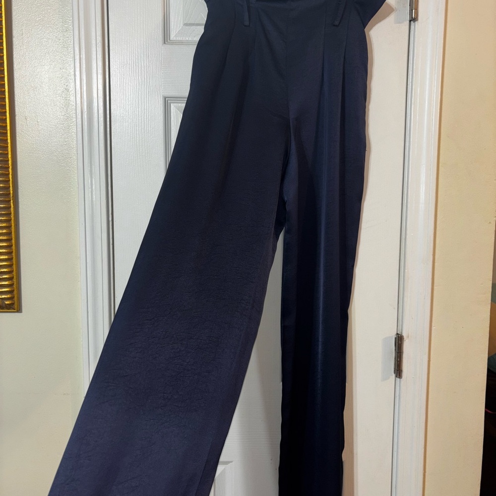 Alythea Blue Wide Leg Pants with Relaxed Fit and Full Length